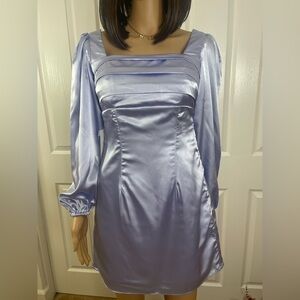 Elegant Bluish Lavender Satin Dress
